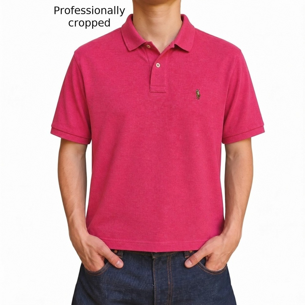 Polo Ralph Lauren Mens Pink Cropped Short Sleeve Polo Shirt Custom Slim Fit XL